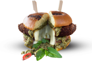 Mozzarella Burger con Pesto